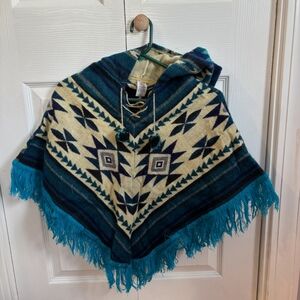 Handmade in Ecuador Alpaca Poncho Sweater Throw Hoodie 6 women's